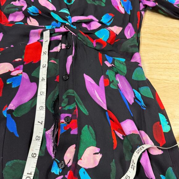 Parker Silk Blend Floral Maxi Dress Long Sleeve Size 0 Project Piece Upcycle - Picture 6 of 12